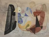 Bunte Figuren by Ferdinand Springer, 1943, gouache, sold Dec 2021