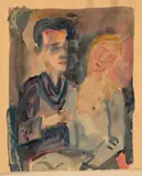 Zwiegespräch II by Friedrich Stichs, 1923, watercolor, sold Dec 2021