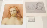Lot von 8 Studien: Christus aus dem Freskogemälde Raphaels genannt La Disputa del Sacramento im Vatikan zu Rom, 1810 / Nach Simon Memmi in Sta Maria Novella in by Ludwig Vogel, watercolor, sold Dec 2021