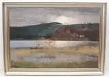 Seelandschaft bei Postdam by Max Arenz, 1908, oil on board, sold Dec 2021