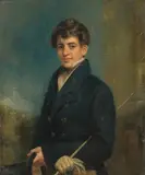 Portrait eines Gentlemans in blauer Weste by England, 1.Hälfte 19.Jh., oil on panel, sold Dec 2021