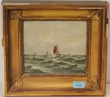 Homeward Bound, North Sea by George Wainwright Harvey, oil on panel, sold Dec 2021