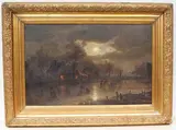 Eisvergnügen bei Mondschein by Felix Kreutzer, oil on canvas, sold Dec 2021