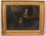 Die kleine Küchenhilfe by Johannes Weiland, oil on canvas, sold Dec 2021