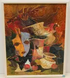 Stillleben mit Maske 1986 by Ryszard Zajac, oil on canvas, sold Dec 2021