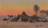 Beduinenlager bei Biskra, 1892 by Abraham Hermanjat, oil, sold Dec 2021
