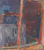 Westwind wirbelt die Blätter auf", 1964 by Henri Schmid, oil on canvas, sold Dec 2021