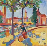 Zürich, Blick vom Limmatquai gegem Münsterbrücke und Wasserkirche, 2006 by Bernd R. Alder, oil on canvas, sold Dec 2021