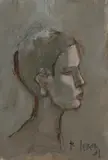 Mädchenportrait im Profil, 1981 by Rudolf Mirer, oil on canvas, sold Dec 2021