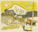 Landschaft by Alois Carigiet, 1965, color lithograph, sold Dec 2021