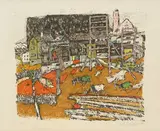 Dorflandschaft by Alois Carigiet, 1972, color lithograph, sold Dec 2021