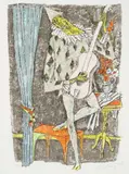 Harlekin by Alois Carigiet, 1974, color lithograph, sold Dec 2021