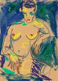 Weiblicher Akt by Luciano Castelli, 1986, mixed media, sold Dec 2021