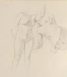 Esquisse de deux nus, l'une debout l'autre allonogée by Félix Vallotton, pencil, sold Dec 2021