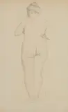 Etude de nu de dos avec chignon by Félix Vallotton, chalk, sold Dec 2021