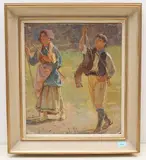 Etude pour Procession by Franz Theodor Aerni, oil on paper, offered Dec 2021