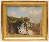 Seeuferlandschaft by Genfer Schule, Mitte 19.Jh., oil on paper, sold Dec 2021