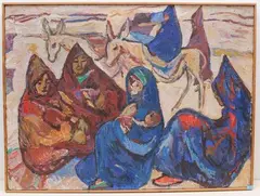Eine Gruppe sitzender Beduinen by Karl Hosch, oil on canvas, offered Dec 2021