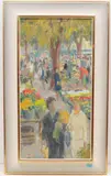 Bürklimarkt", 1956 by Ernst Leu, oil on panel, offered Dec 2021