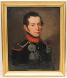 Portrait Johann Rudolf Bitzius in Uniform, 1821 by Franz Joseph Menteler, oil on canvas, sold Dec 2021