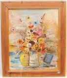 Blumenstillleben mit Buch by Margherita Osswald-Toppi, oil on canvas, sold Dec 2021