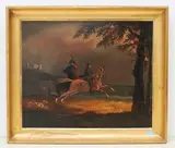 Zwei Reiter in nächtlicher Gewitterlandschaft by Johann Georg Schinz, oil on canvas, sold Dec 2021