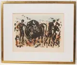 Ländliche Szene by Hans Erni, 1955, color lithograph, sold Dec 2021