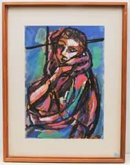 Portrait einer Dame by Karl Hosch, 1960, gouache, sold Dec 2021
