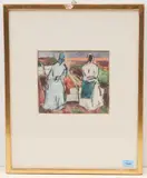 Zwei Frauen in einer Landschaft by Carl Roesch, 1954, mixed media, offered Dec 2021