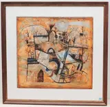 Landschaft by Hans Rudolf Strupler, mixed media, sold Dec 2021