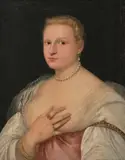 zugeschrieben Bildnis einer jungen Dame by Giovanni Antonio Fasolo, oil on canvas, sold Sep 2021