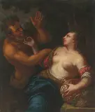 Nymphe und Satyr by Venedig, 2.Hälfte 17.Jh., oil on canvas, offered Sep 2021