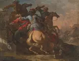 Nachfolger des 18.Jhs by Jacques Courtois, oil on copper, sold Sep 2021
