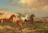 Pferde auf der Sommerweide by Friedrich Anton Kilp, oil on canvas, offered Sep 2021