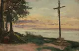 Honfleur – Calvaire sur la côte de Grâce by Jean-Baptiste Camille Corot, oil on paper, sold Sep 2021