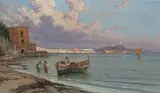 Fischer im Golf von Neapel by Giuseppe Carelli, oil on canvas, sold Sep 2021