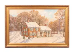 Thomas Paine Cottage by Robert Emmett Owen, oil on canvas, sold Nov 2023