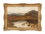 Sheep in the Valley by Hugh Bolton Jones, oil on canvas, sold Nov 2023