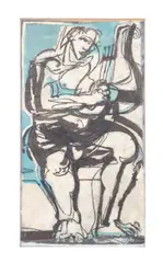 Orphio - by Ben Smith, woodblock on paper, sold Feb 2024