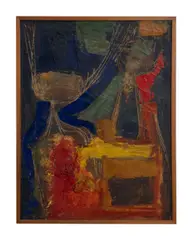 Untitled - Abstract Figures by Ralph Du Casse, 1953, oil on canvas, sold Feb 2024