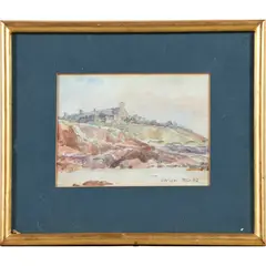 Raguenes Plage by George Butler, watercolor and pencil on paper, sold Oct 2022