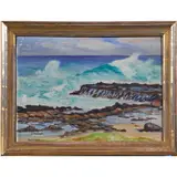Crashing Waves on the Coast by Bartlett Cooper, oil on canvas board, sold Oct 2022