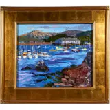 Sailboats in the Bay by Cyndra Bradford, oil on canvas, sold Oct 2022
