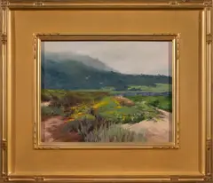 Landscape by Sibyl Johnson, oil on canvas board, sold Oct 2022