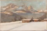 Winter Landscape by Carl Kessler, watercolor heightened with pastel on board, sold Oct 2022