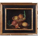 Still Life of Yellow Onions by Paul Longenecker, oil on board, sold Oct 2022