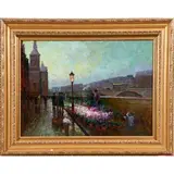 Marche au Fleurs by Alexander Nicholayevich Popoff, 2001, oil on canvas, sold Oct 2022