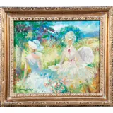 Garden Scene with Figures by Marguerite Aers, oil on canvas, sold Oct 2022