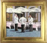 Waiters in Conversation by Michael Stehr, 2008, oil on canvas, sold Oct 2022