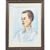 Portrait of Hugh (Hugh Nesbit) by Chuzo Tamotzu, 1958, watercolor on paper, sold Oct 2022